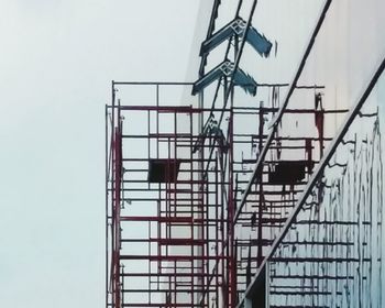 Low angle view of construction site against clear sky