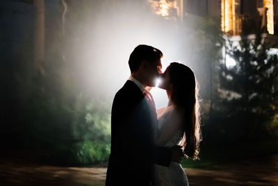 Side view of couple woman