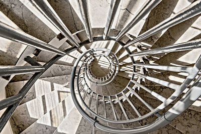 Directly below shot of spiral staircase