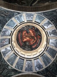 High angle view of design on tiled floor