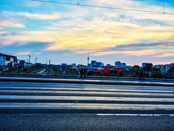 View of cityscape at sunset