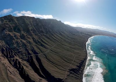 Aerial view of the coast of lanzarote