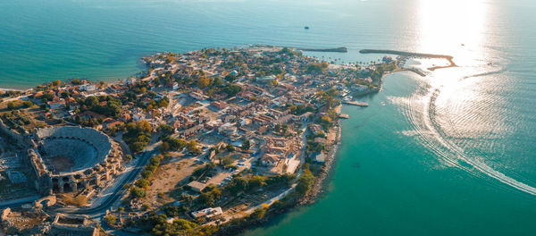 Aerial view of side. it is small resort town in turkey