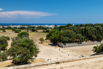 View from mount smith at the capital city rhodes and the aegean sea in the background rhodes island