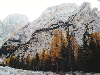 Scenic view of mountains against sky during winter