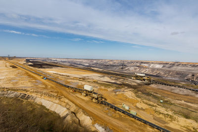 High angle view of road against sky