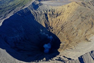 Aerial view of volcanic crater