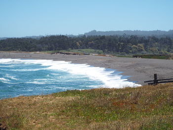 Scenic view of land against clear sky