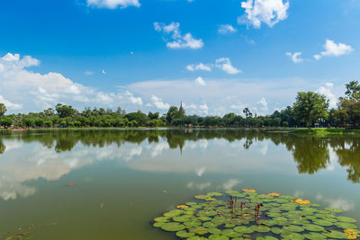 Scenic view of lake against sky