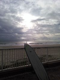 Scenic view of sea against cloudy sky