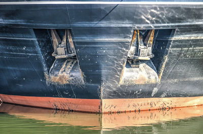 Front view of a ship's bow