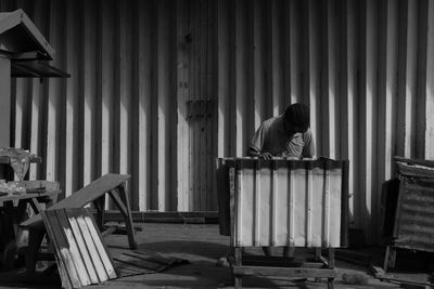 Man sitting on table