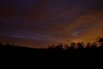 Scenic view of silhouette landscape against sky at sunset