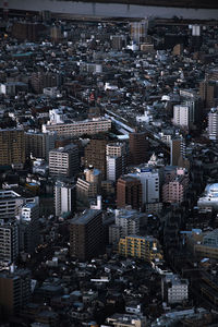 High angle view of buildings in city