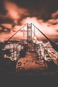 Low angle view of suspension bridge