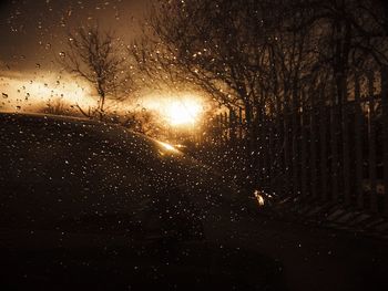 Full frame shot of raindrops on water