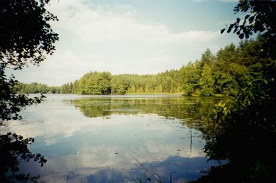 Scenic view of lake against sky