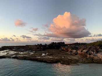 Scenic view of sea against sky during sunset