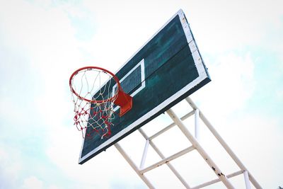 Low angle view of basketball hoop against sky