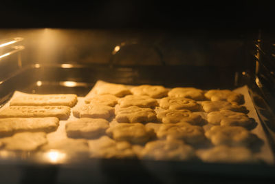 Christmas cookies baking in oven