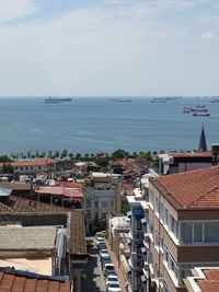 High angle view of townscape against sky