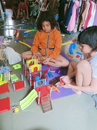 Children playing with toy