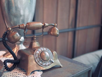 Close-up of telephone booth