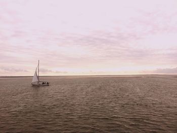 Boat sailing in sea