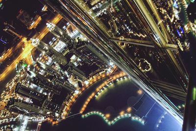 Aerial view of illuminated cityscape