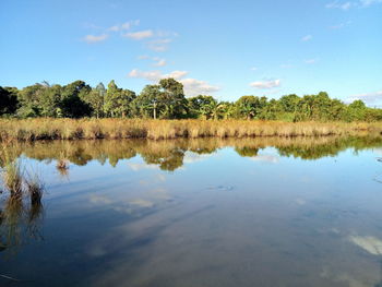 Scenic view of lake against sky