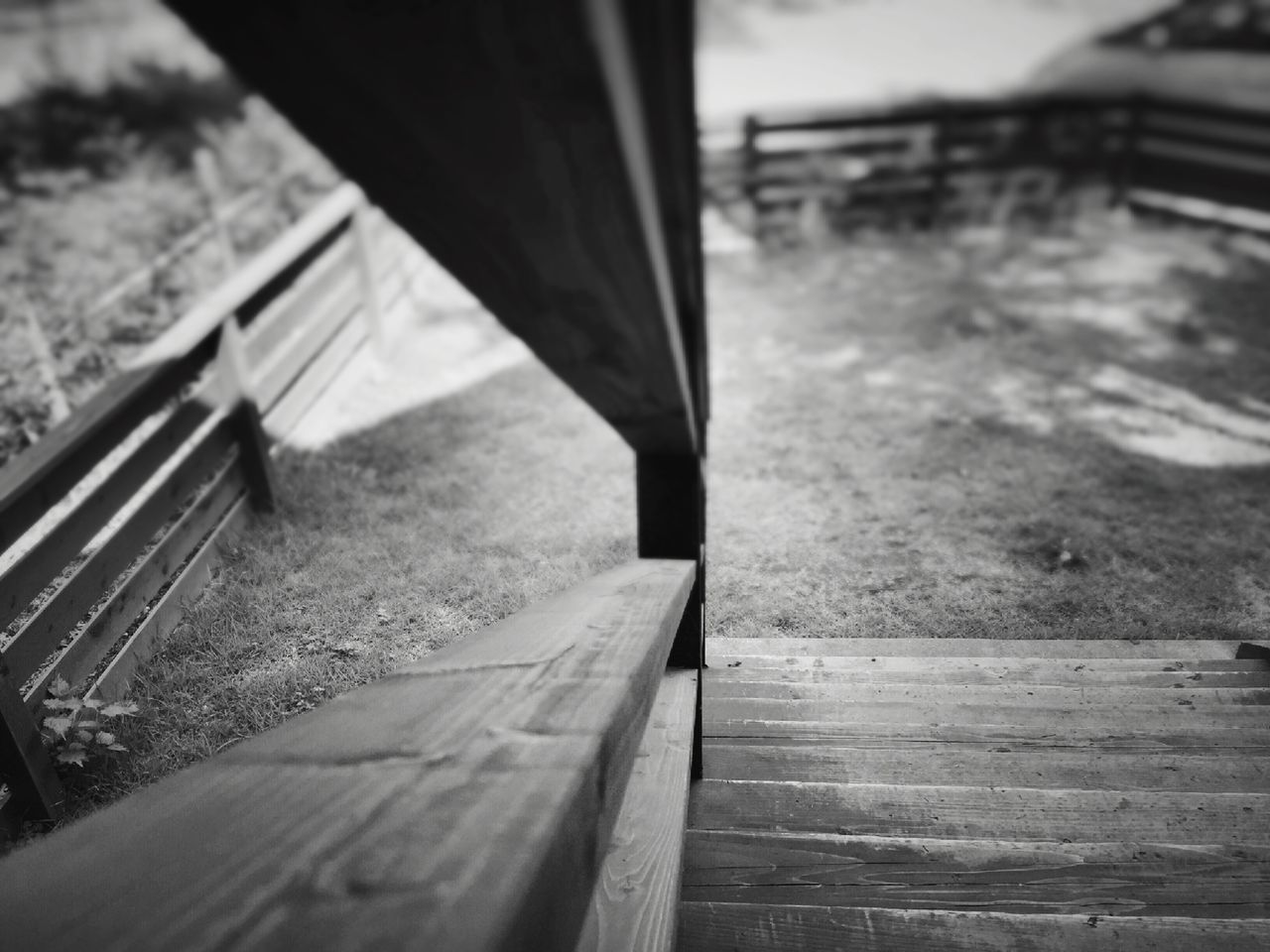 wood - material, wooden, bench, wood, focus on foreground, table, close-up, chair, day, absence, selective focus, empty, sunlight, plank, cropped, part of, seat, shadow, park bench, no people