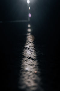 Surface level of road at night