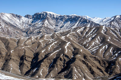 Scenic view of snow covered mountains