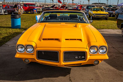 Yellow car on street