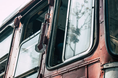 Close-up of bus window