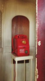 Close-up of red door