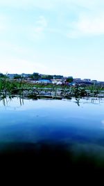 Scenic view of lake against sky