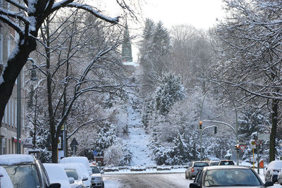 Cars parked on road