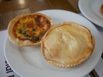 High angle view of breakfast on table