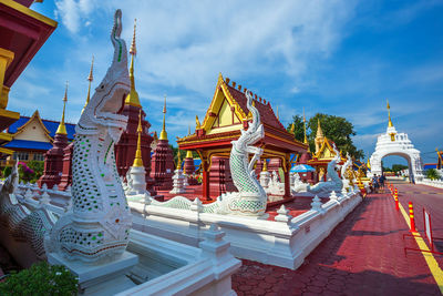 Panoramic view of temple building against sky