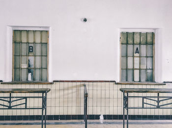 Closed door of building