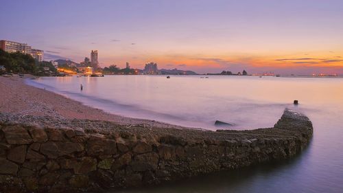 Scenic view of sea against sky during sunset