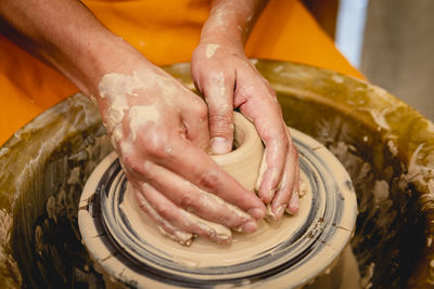 Close-up of hands working