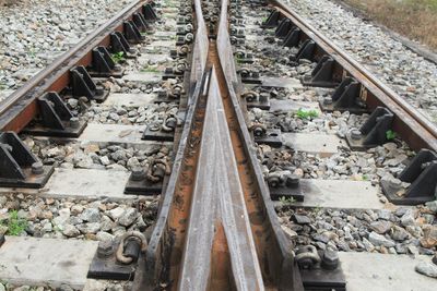 High angle view of railroad track