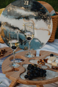 Close-up of wine in glass on table