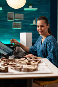 Woman working at home