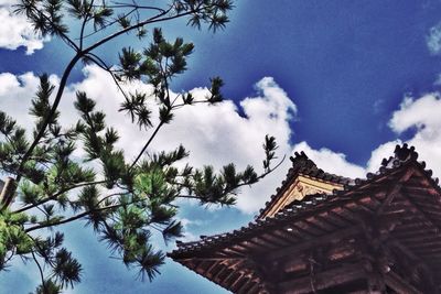 Low angle view of temple against sky