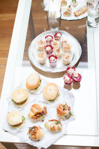 High angle view of food on table