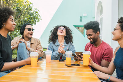 Group of people at restaurant table