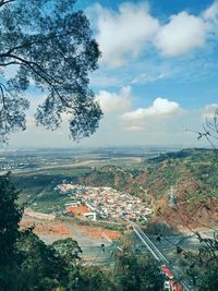 High angle view of townscape against sky